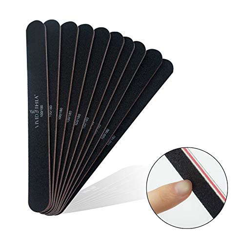 Nail Files Black Straight Nail file Double Sided VIVID STELLA Emery Board SOL...