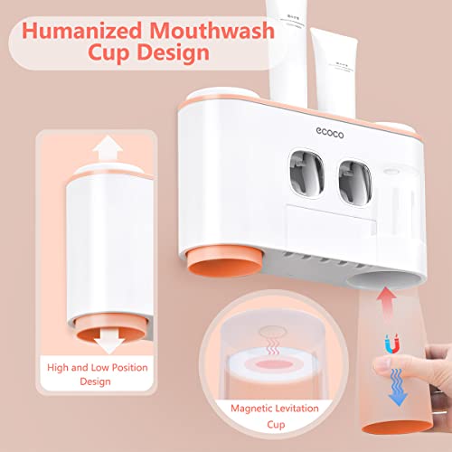 Toothbrush Holder with Toothpaste Dispenser Wall Mounted for Bathroom-Automat...
