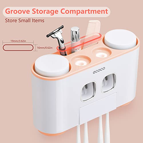 Toothbrush Holder with Toothpaste Dispenser Wall Mounted for Bathroom-Automat...