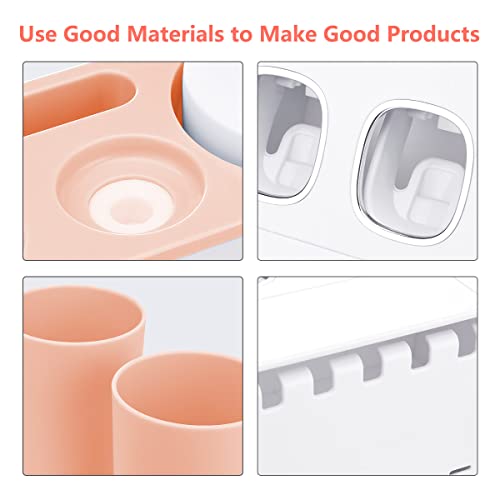 Toothbrush Holder with Toothpaste Dispenser Wall Mounted for Bathroom-Automat...