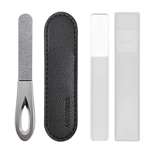 VOGARB Nail Files for Natural Nails with Case Professional 3.6'' Double Sided...