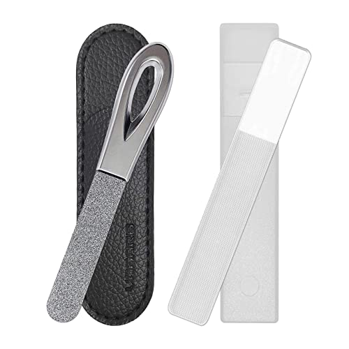 VOGARB Nail Files for Natural Nails with Case Professional 3.6'' Double Sided...