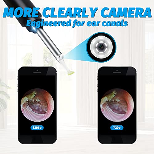 Ear Wax Removal Tool, Wireless WiFi Ear Cleaner with 1296P FHD Camera, Earwax...