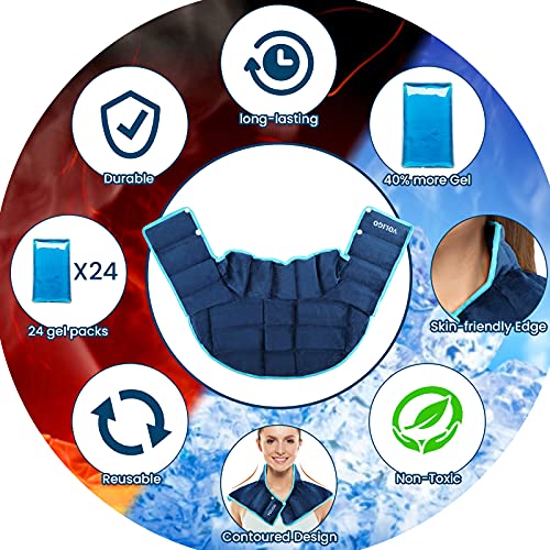 Voligo Large Gel Ice Pack & Microwavable Heating Pad for Neck Shoulder Upper ...