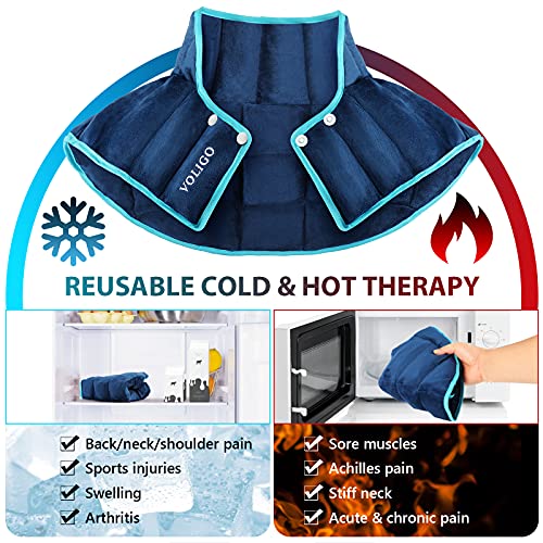 Voligo Large Gel Ice Pack & Microwavable Heating Pad for Neck Shoulder Upper ...