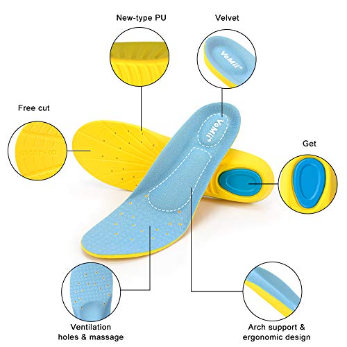VoMii PU Memory Foam Insoles Plantar Fasciitis Arch Support Insoles for Women...