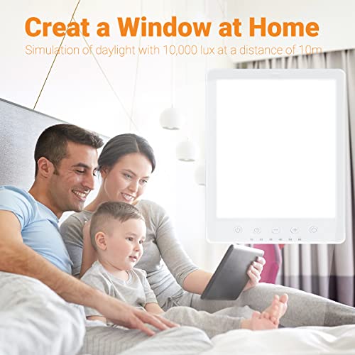 Light Therapy Lamp 10000 Lux LED White Warm Light with 10 Adjustable Brightne...