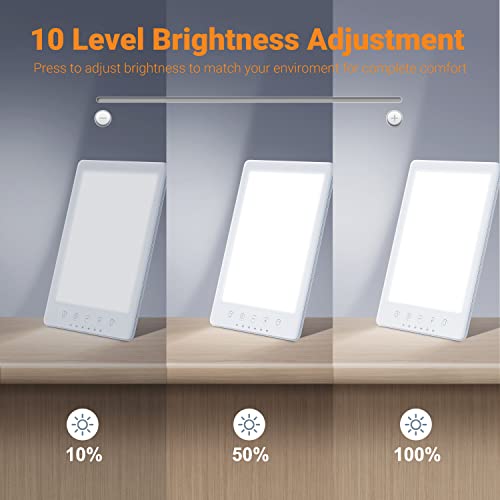 Light Therapy Lamp 10000 Lux LED White Warm Light with 10 Adjustable Brightne...