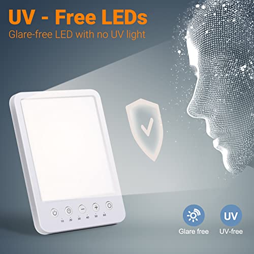 Light Therapy Lamp 10000 Lux LED White Warm Light with 10 Adjustable Brightne...