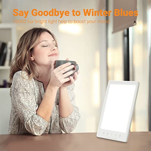 Light Therapy Lamp 10000 Lux LED White Warm Light with 10 Adjustable Brightne...