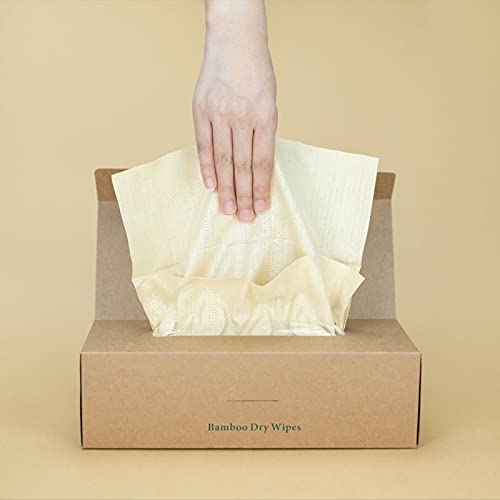 Vosravom Bamboo Skin Cleansing Dry Wipes 240 Count,Dry & Wet Dual Use,100% Or...