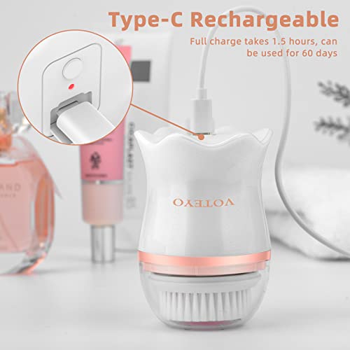 Facial Cleansing Brush Face Cleansing Brush with 3 Replacement Brush Heads & ...