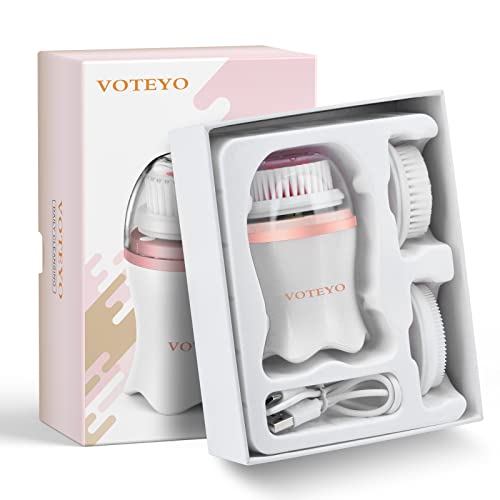 Facial Cleansing Brush Face Cleansing Brush with 3 Replacement Brush Heads & ...