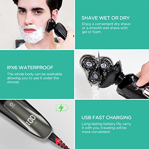 VOYOR Electric Razor Shavers for Men 3D Rotary Razors Rechargeable Beard Trim...