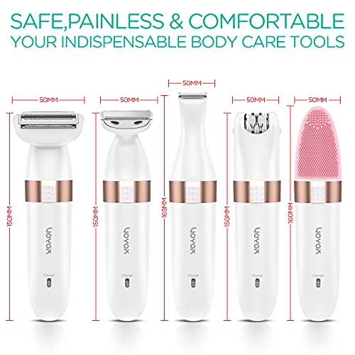 VOYOR Electric Shaver for Women Bikini Trimmer Hair Remover for Face Body, 5 ...