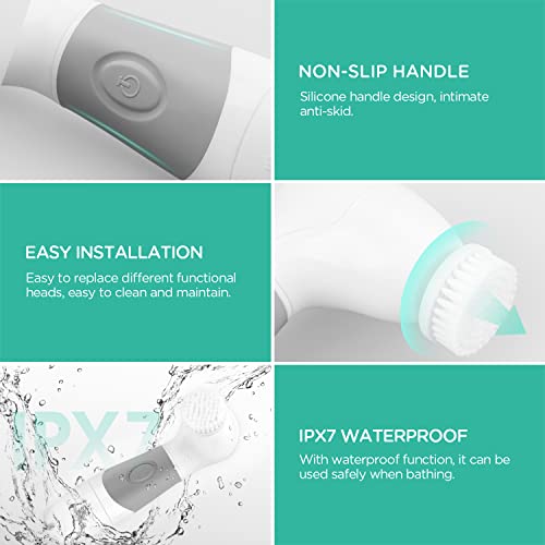 VOYOR Facial Cleansing Brush Waterproof Spin Face Brush 5-IN-1 Body Cleansing...