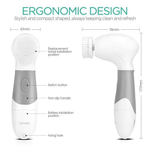 VOYOR Facial Cleansing Brush Waterproof Spin Face Brush 5-IN-1 Body Cleansing...