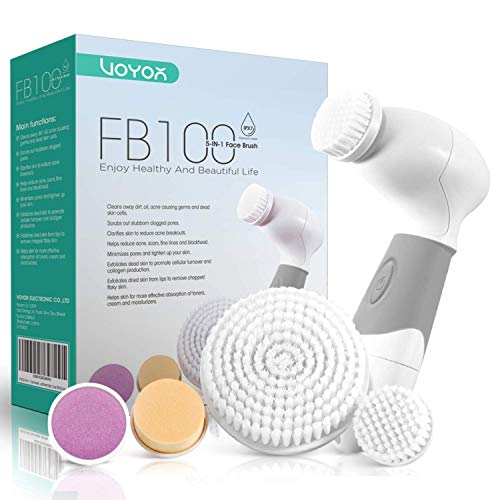VOYOR Facial Cleansing Brush Waterproof Spin Face Brush 5-IN-1 Body Cleansing...