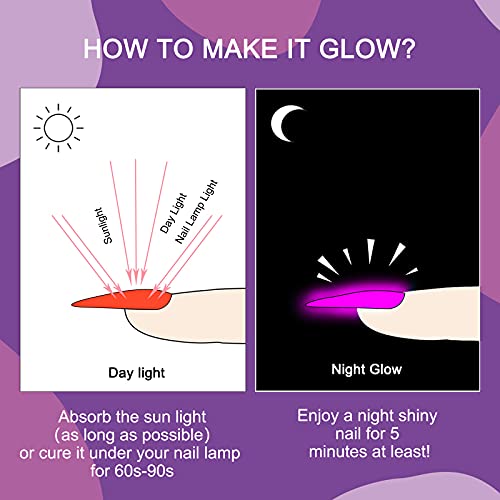 Vrenmol Glow in the Dark Poly Nails Gel Set, 6 Colors Neon Nail Extensions Ge...