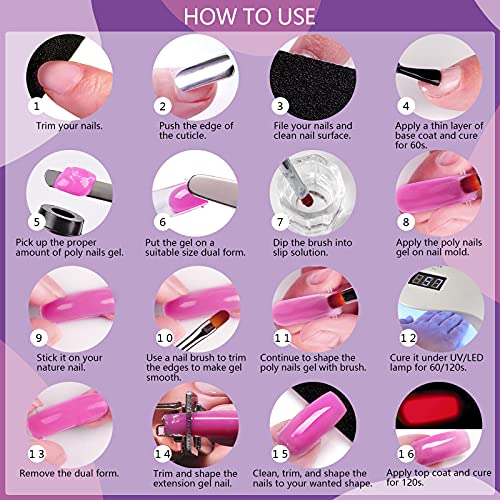 Vrenmol Glow in the Dark Poly Nails Gel Set, 6 Colors Neon Nail Extensions Ge...