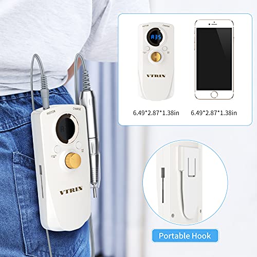 VTRIN Nail Drill Kit Portable Nail Drill Machine Electric Nail File for Acryl...