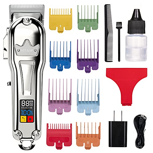 Hair Clippers Professional Full Metal Cordless Hair Trimmer for Men USB Recha...