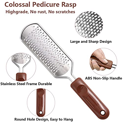 Colossal Foot Rasp & Wood Handle Callus Shaver (10 Replacement & 1 Foot File ...