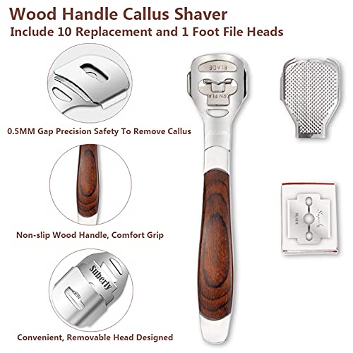 Colossal Foot Rasp & Wood Handle Callus Shaver (10 Replacement & 1 Foot File ...