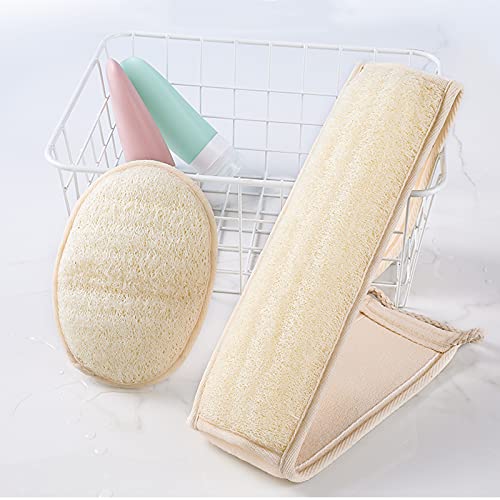 Natural Loofah Exfoliating Back Scrubber For Shower Set (Large), Loofah Spong...