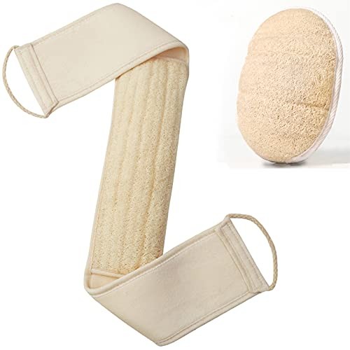 Natural Loofah Exfoliating Back Scrubber For Shower Set (Large), Loofah Spong...