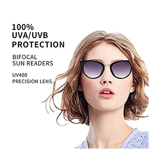 VVDQELLA Bifocal Reading Sunglasses with UV400 Protection Lens Metal Bridge f...