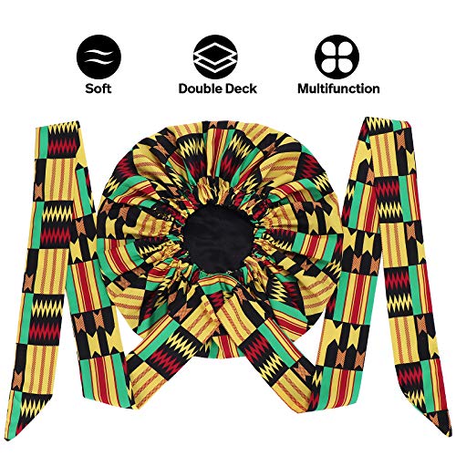 Satin Bonnet for Black Women Satin Lined Headwrap, Silk Bonnet for Curly Hair...