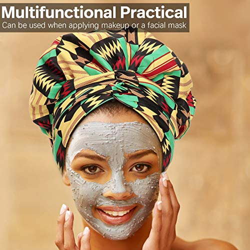 Satin Bonnet for Black Women Satin Lined Headwrap, Silk Bonnet for Curly Hair...