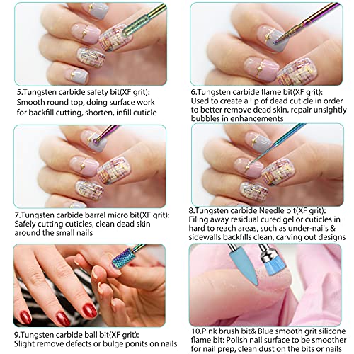 Nail Drill Bit Set 30PCS Upgraded Tungsten Carbide Safety Nail Drill Bits Set...