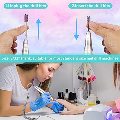 Nail Drill Bit Set 30PCS Upgraded Tungsten Carbide Safety Nail Drill Bits Set...