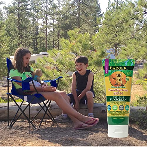 Badger - SPF 34 Anti-Bug Sunscreen Cream - DEET-Free Sunscreen Bug Repellent ...