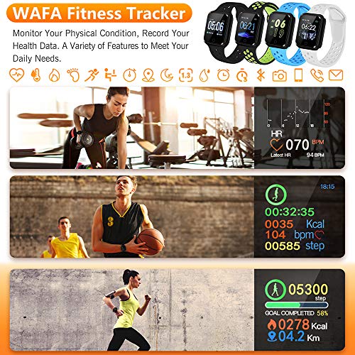 WAFA Fitness Tracker with Heart Rate Blood Pressure Monitor, Waterproof Sport...