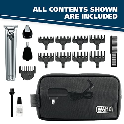 Wahl Stainless Steel Lithium Ion+ Beard and Nose Trimmer for Men, Hair Clippe...