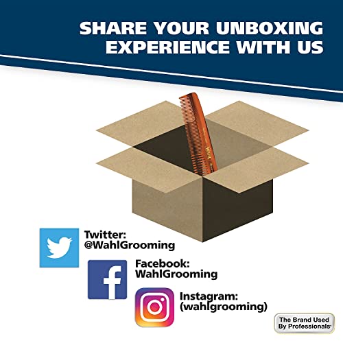 Wahl Beard, Mustache, & Hair Styling Comb for Men's Grooming - Handcrafted & ...