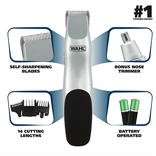 Wahl Groomsman Battery Operated Beard Trimming kit for Mustaches, Hair, Nose ...