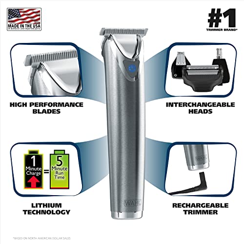 Wahl Stainless Steel Lithium Ion 2.0+ Beard Trimmer for Men - Electric Shaver...
