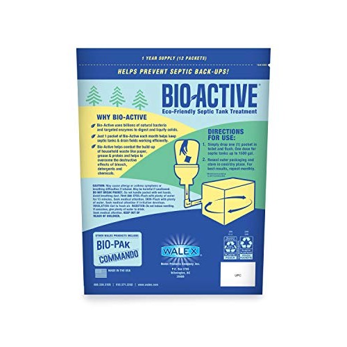 Walex BIO-31112 Bio-Active Drop-Ins Septic Additive, 12 Pack, 1 years supply,...
