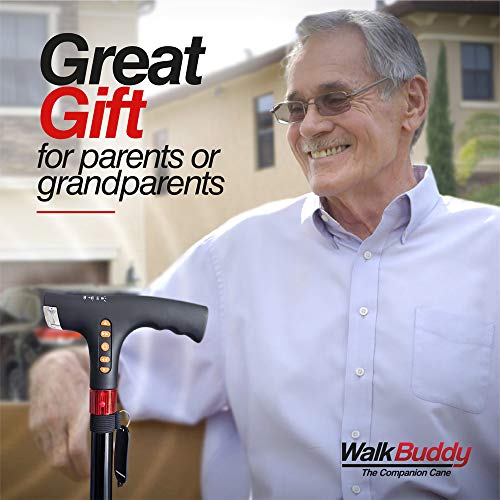 Walk Buddy Adjustable Walking Stick 4 Prong Anti-Slip Quad Cane for Seniors w...