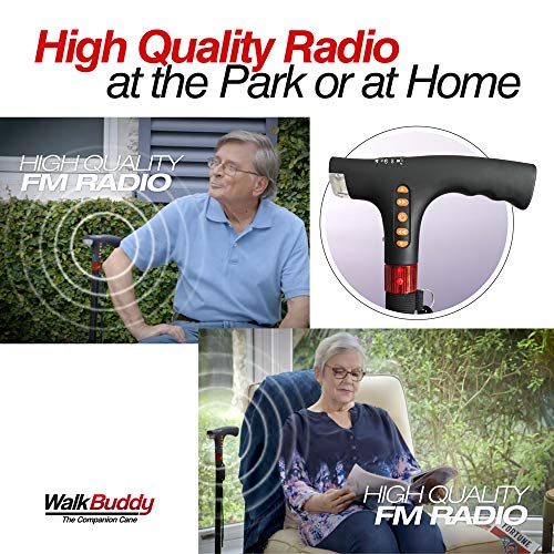 Walk Buddy Adjustable Walking Stick 4 Prong Anti-Slip Quad Cane for Seniors w...