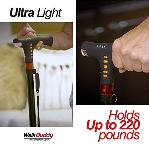 Walk Buddy Adjustable Walking Stick 4 Prong Anti-Slip Quad Cane for Seniors w...