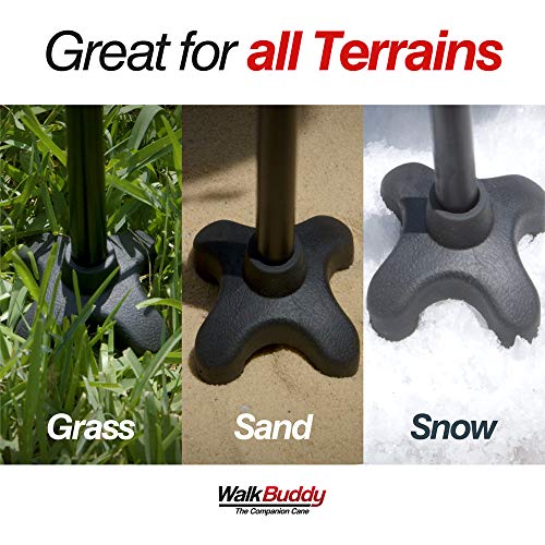 Walk Buddy Adjustable Walking Stick 4 Prong Anti-Slip Quad Cane for Seniors w...