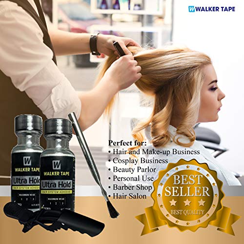 2pcs Ultra Hold Hair System Adhesive 0.5oz with Brush Applicator and Hair Sec...