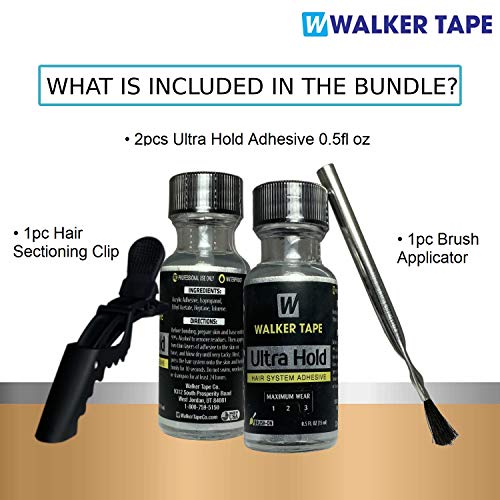 2pcs Ultra Hold Hair System Adhesive 0.5oz with Brush Applicator and Hair Sec...