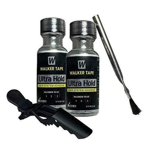 2pcs Ultra Hold Hair System Adhesive 0.5oz with Brush Applicator and Hair Sec...
