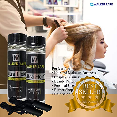 2pcs Ultra Hold Hair System Adhesive 1.4oz w/ 2pcs Hair Clip Bundle Saver Pac...